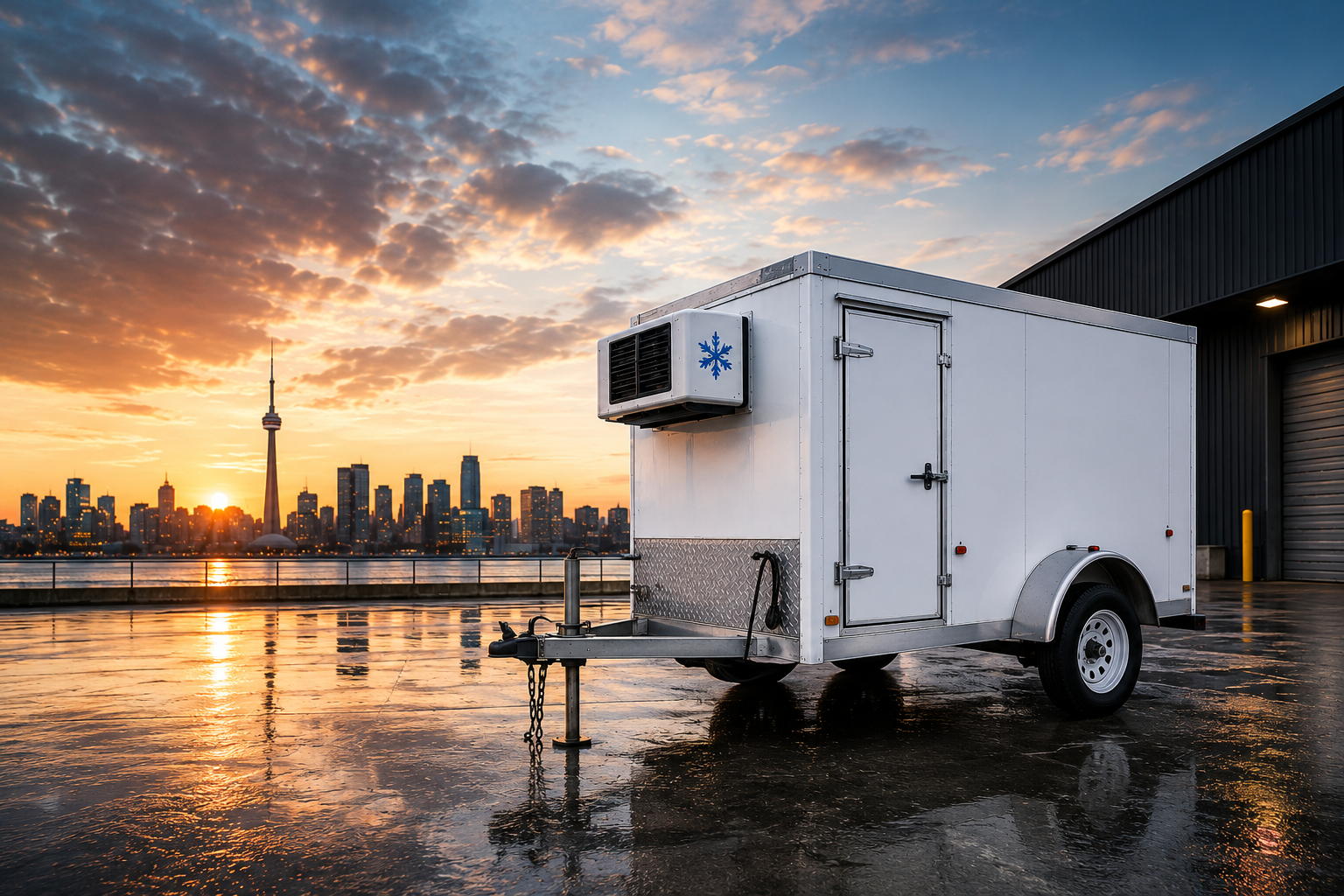 Refrigerated trailer with Ontario skyline background